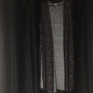 L Lularoe Joy Black with Pink and Purple Flowers